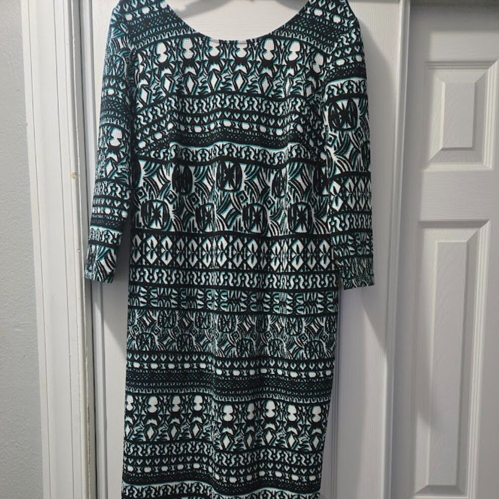 Cato abstract tribal 3/4 sleeve midi dress - Picture 2 of 7